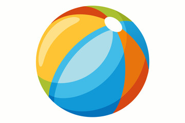 Colorful beach ball isolated on red background