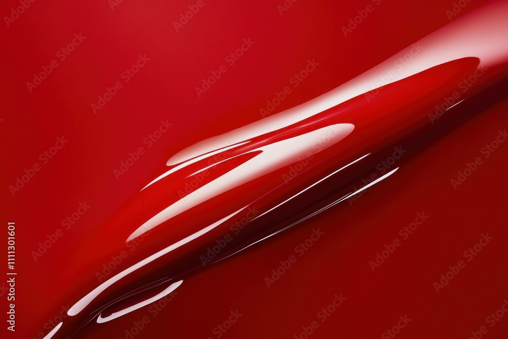 Poster glossy red abstract paint texture with smooth curves and reflections creating a vibrant and dynamic 