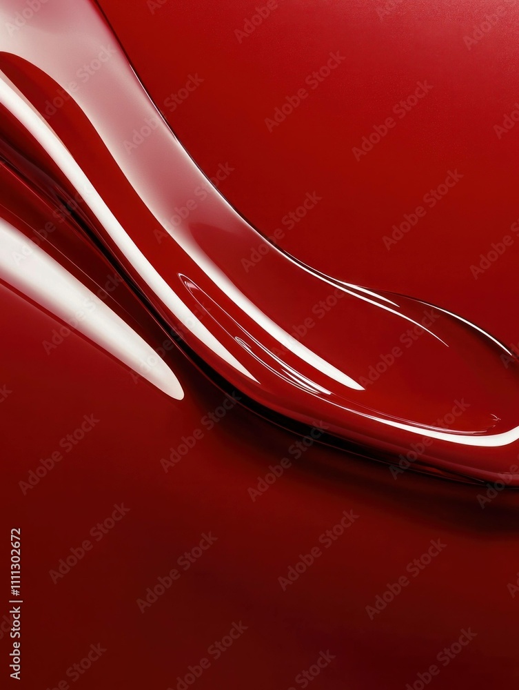 Poster abstract red wave design creating a sense of fluidity and motion, suitable for backgrounds or modern