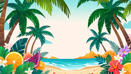 Obraz premium beach background with palm trees