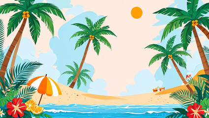 Obraz premium beach background with palm trees