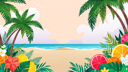 Obraz premium beach background with palm trees