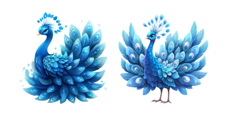 Obraz premium Vibrant Blue Peacock Illustration on Transparent Background