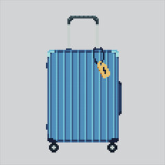 Pixel art illustration Traveling Luggage. Pixelated Luggage Case. Traveling Luggage Case icon pixelated for the pixel art game and icon for website and video game. old school retro.