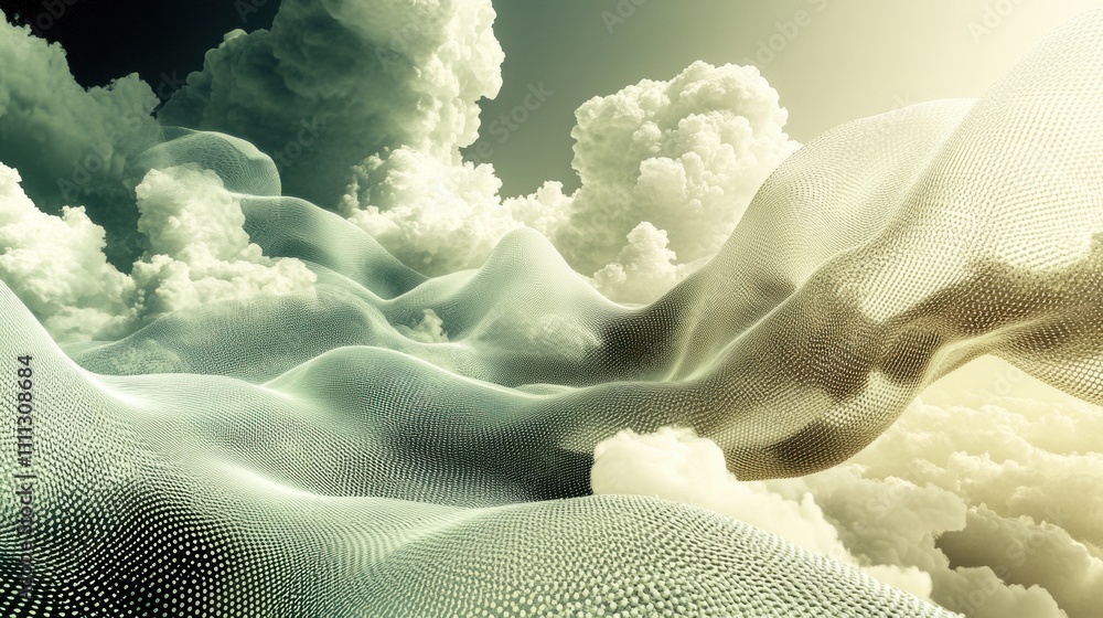 Aufkleber abstract digital waves in a cloudy environment representing the interplay between technology and nat