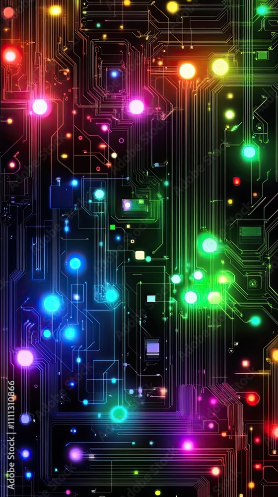 Aufkleber abstract colorful circuit board digital network design