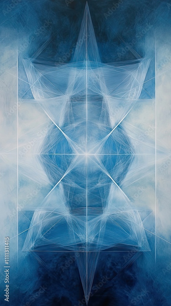 Poster abstract blue geometric design with linear intersections