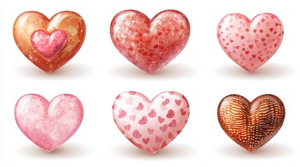 Fototapeta premium Valentine's card with heart-shaped vector elements, romantic colors, isolated white background