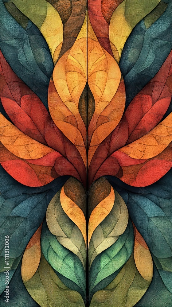 Poster abstract autumnal leaf pattern design image