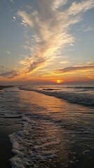 Ocean waves and sunset inspiring scenic views for a serene atmosphere