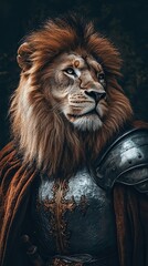 Majestic Lion Warrior in Ancient Armor