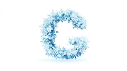 Modern Christmas letter logo with bold sans-serif font, snowy and icy effects, clean blue and white 