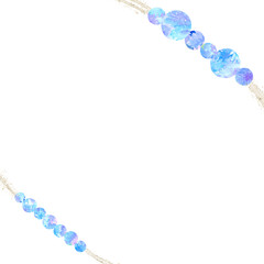 青い花柄のアクセサリーで飾ったフレーム。可憐でおしゃれな水彩イラスト。