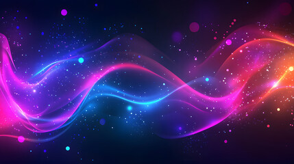 Fototapeta premium Neon illuminated dynamic sheets wallpaper. Abstract business background