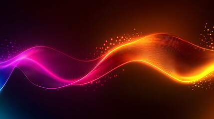 Fototapeta premium Neon illuminated dynamic sheets wallpaper. Abstract business background