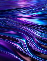 深いブルーと紫のグラデーションが織り成す幻想的な液体の流れ
