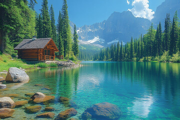 Mountain Lake Cabin Peaceful Scenic Summer Escape