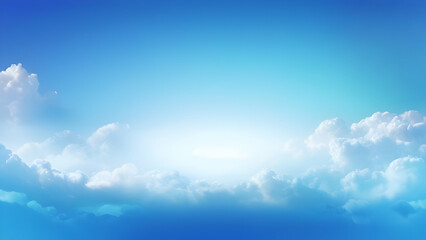 Obraz premium Softly blurred blue sky and cloud texture with a bright gradient, offering ample copy space.