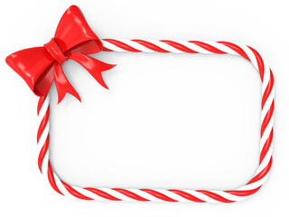 Red Christmas candy cane border frame. Christmas ornament decoration