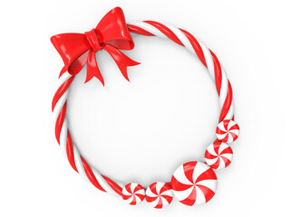 Christmas candy cane frame 3d rendered icon illustration on transparent background

