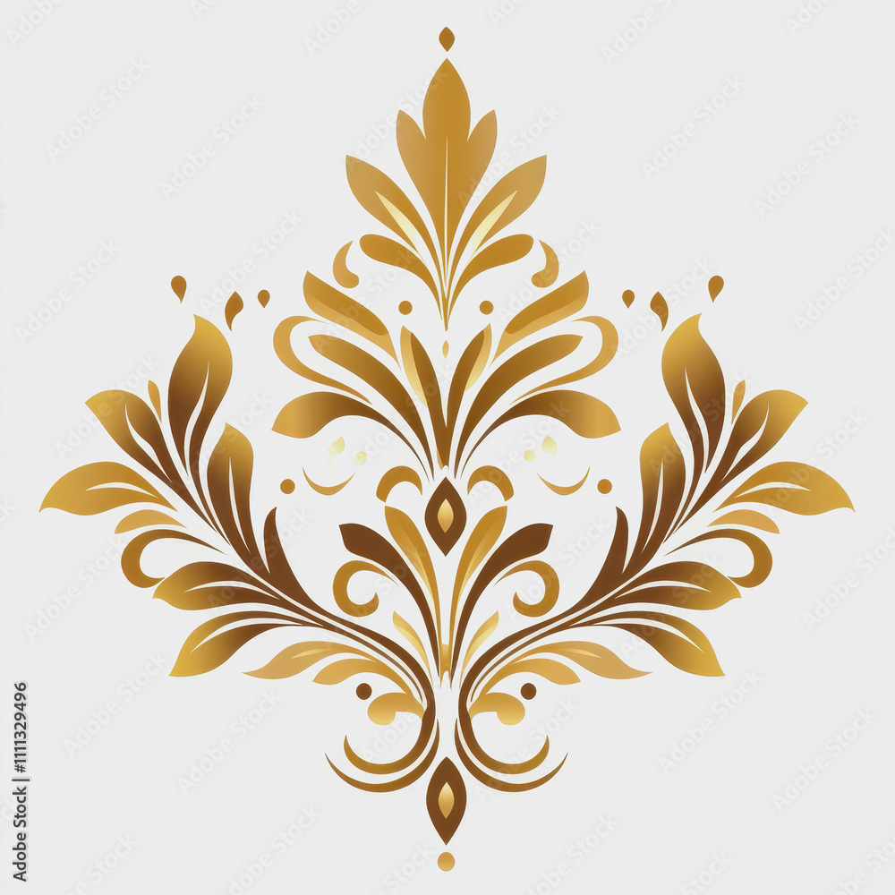 Poster ornate golden floral decoration design with intricate patterns and elegant swirls for backgrounds an