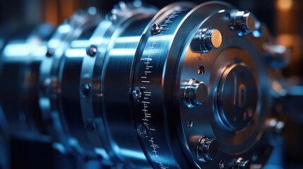 Close-Up View of Industrial Machine Component with Reflective Surface