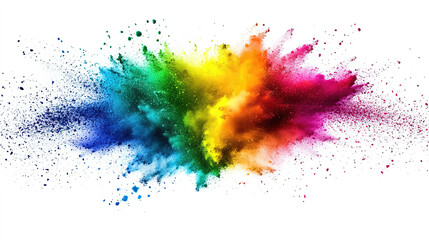 Colorful Dust Burst on White Background