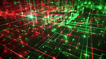 Glowing lines forming complex network grid transferring big data through cyberspace, ideal for technology and communication backgrounds