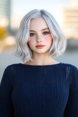 Fototapeta premium Portrait of a woman with silver hair