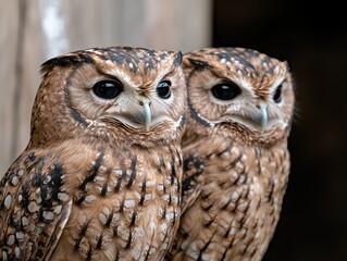 Obraz premium Pair of adorable owls with big eyes