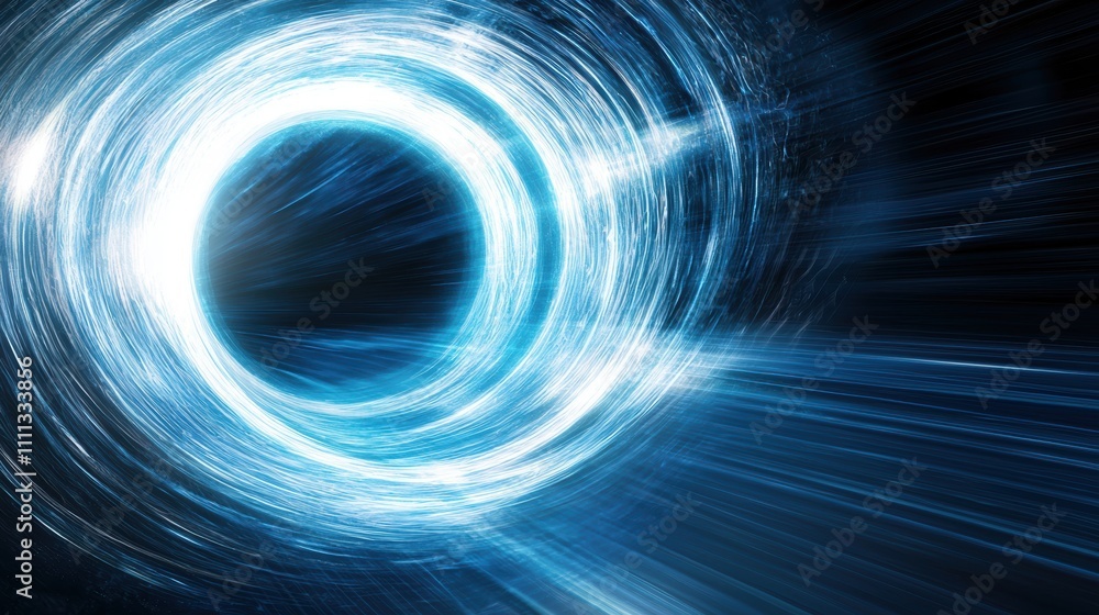 Poster futuristic generator core in motion with energy emission and dynamic light effects
