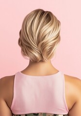 Obraz premium Stylish blonde hair with pink background