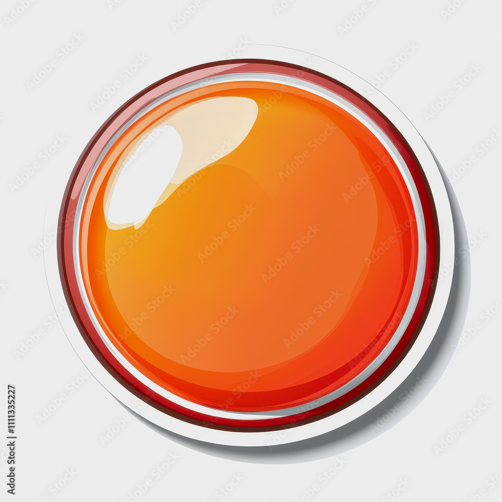 Poster vibrant orange circle with glossy effect and subtle shadow on white background for modern design ele