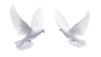 Fototapeta premium Vector image of two elegant white wings, designed with smooth lines and clean details, ideal for creative projects, digital design, or symbolic representations of freedom, purity, or spirituality.