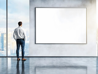 Fototapeta premium businessman with blank board