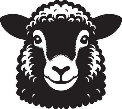 A sheep staring directly at the viewer with a cheeky smile silhouette vector