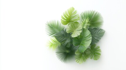 Vibrant tropical fan palm leaf arrangement indoor space decorative plant composition lush green environment top-down perspective nature's beauty reflected