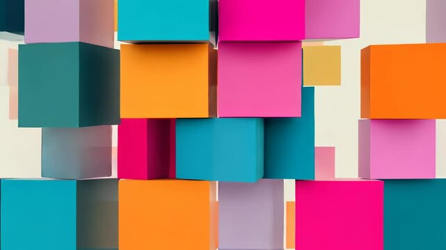 Colorful Geometric Square Pattern Seamless Vector Wallpaper Design