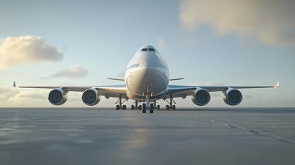 Naklejka premium Large Commercial Jet Parked in 3D Rendering