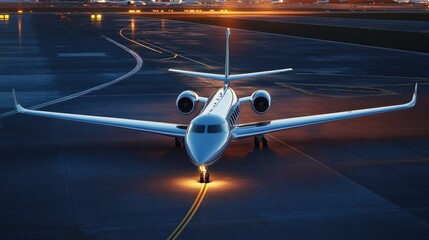 Fototapeta premium Highly Realistic 3D Airplane Rendering at Sunset