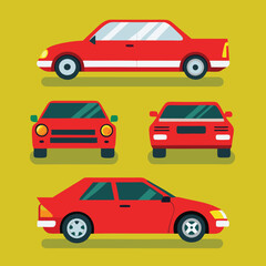  Cars Side Front And Back Icons Set