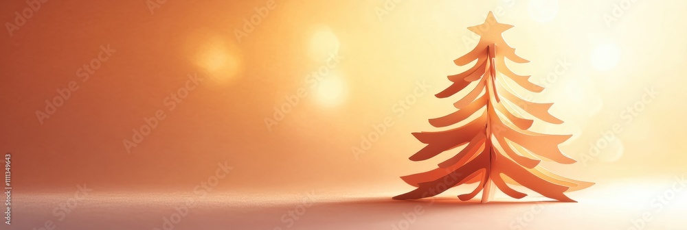 Poster a layered 3d paper christmas tree stands elegantly, ready to be customized with festive messages or 