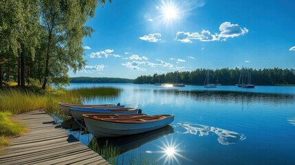 Obraz premium Sailboats Resting at a Serene Marina in Finland