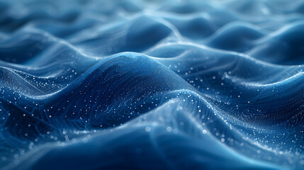 Obraz premium Abstract 3D Blue Wavy Background with Glowing Lights