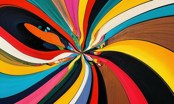 Vibrant Abstract Explosion of Colors Featuring Radiating Stripes and Swirling Patterns in Multiple Shades for Artistic Expression and Modern Decor with ai generated.
