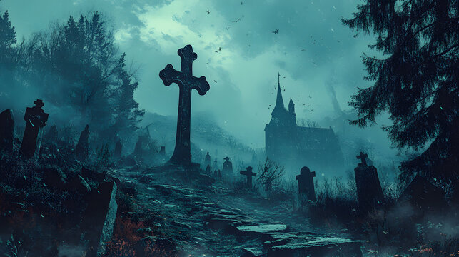 Graveyard illustration Background