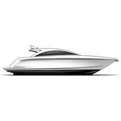 Sleek Modern Yacht Design Side Profile Illustration.
