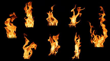 Black background fire, flames with torches, and textures with splitting power effect, can grill...