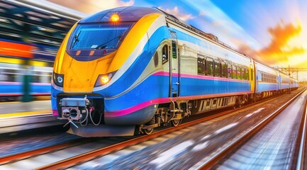 Naklejka premium subway train station motion blur background 