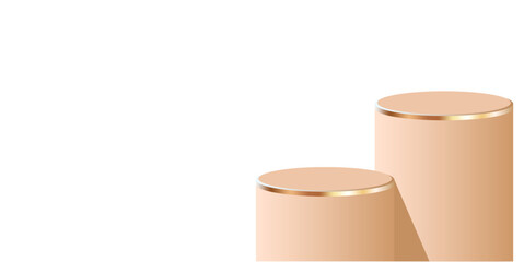 cylinder podium tube circle podium with gold strip stage 3d Abstract minimal scene mockup products display studio, Stage showcase. Vector geometric forms